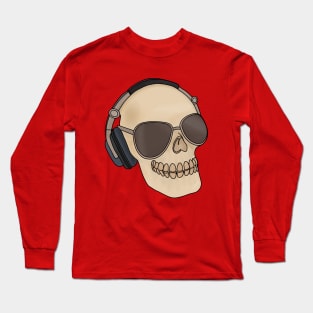 Skull wearing sunglasses and headphones Long Sleeve T-Shirt